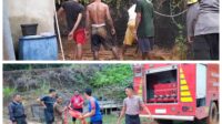 Bersama Upika Dan Warga, Polsek Hulu Kuantan Bersihkan Rumah dan Jalan Terdampak Longsor