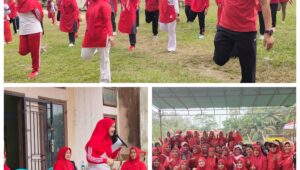 Ketua TP PKK Kabupaten Pelalawan Gelar Senam Sehat Didesa Sialang Godang