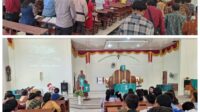 Polsek Rimba Melintang Sampaikan Pesan Pemilu Damai di Gereja HKBP Poros Jln. H. Annas Maamun