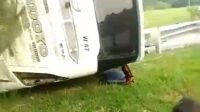 Tak Terkendalikan Bus Handoyo Terbalik di Tol Cipali, 12 Penumpang Dikabarkan Meninggal Dunia