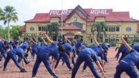 Bersinergi, TNI – Polri Rohil dan Bhayangkari Gelar Olahraga Bersama di HUT Bhayangkara ke -78