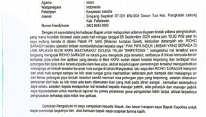 Pipa Line Aplikasi Air Limbah PT MAS Dirusak, Perusahaan Resmi Adukan ke Polres Pelalawan
