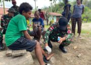 Satgas Yonif 131/Brajasakti Gelar Pelayanan Kesehatan Kepada Masyarakat Perbatasan Papua