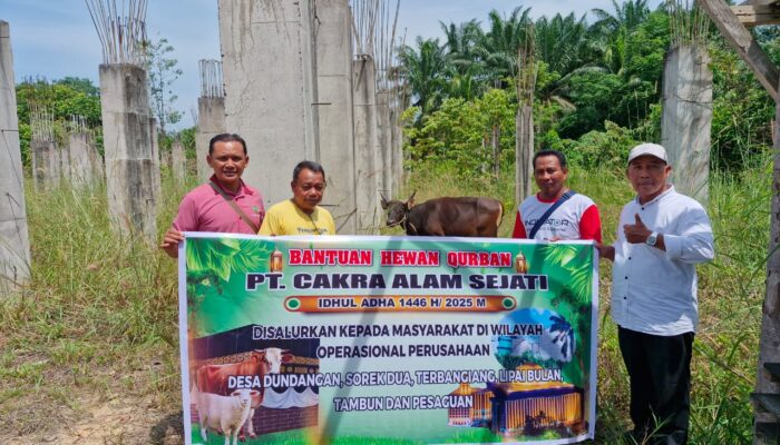 Menyambut Raya Idul Adha 1446 H – 2025 M PT Cakra Alam Sejati Salurkan Hewan Qurban di 2 Desa