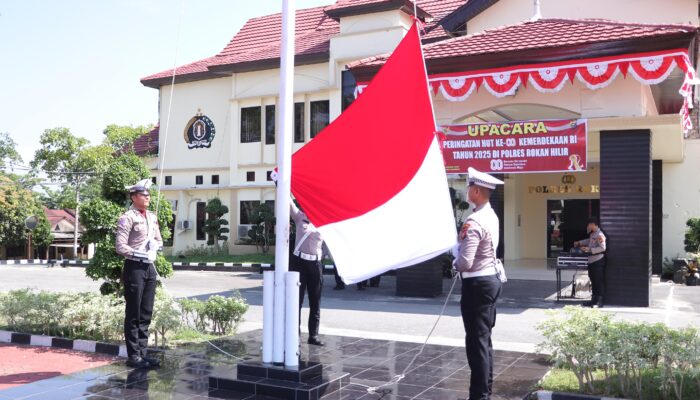 Suasana Penuh Khidmat Peringatan Hari Kemerdekaan Ke – 80 RI Tahun 2025 Polres Rohil