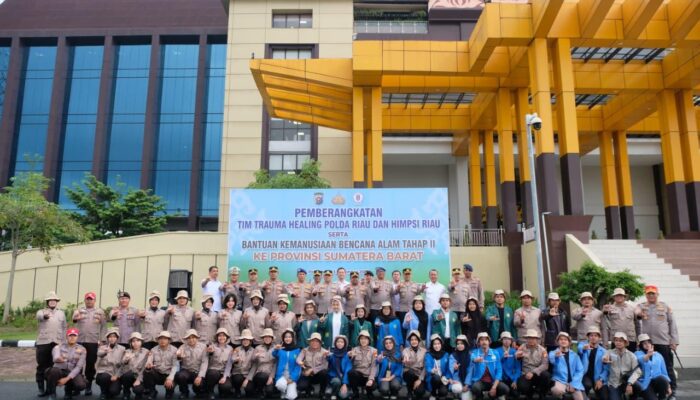 Bantuan Tahap II, Polda Riau Berangkatkan Tim Trauma Healing, Logistik dan Alat Berat ke Agam Sumatera Barat