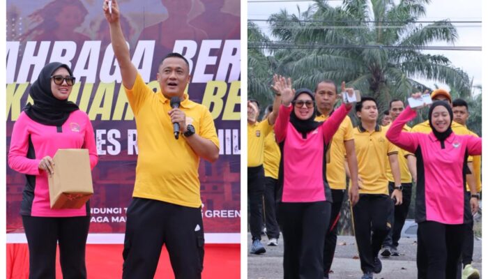 Pererat Solidaritas dan Jaga Stamina, Polres Rohil Gelar Olahraga Bersama 