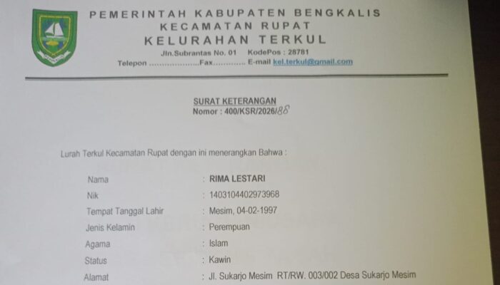 Berita Kehilangan : Surat Tanah Atas Nama Rima lestari