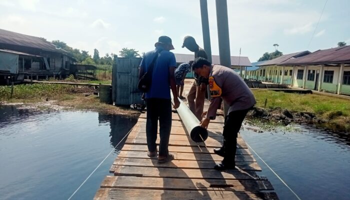 Polres Rohil Kebut Jembatan ke SD 025 Bagan Hulu, Permudah Akses Pelajar