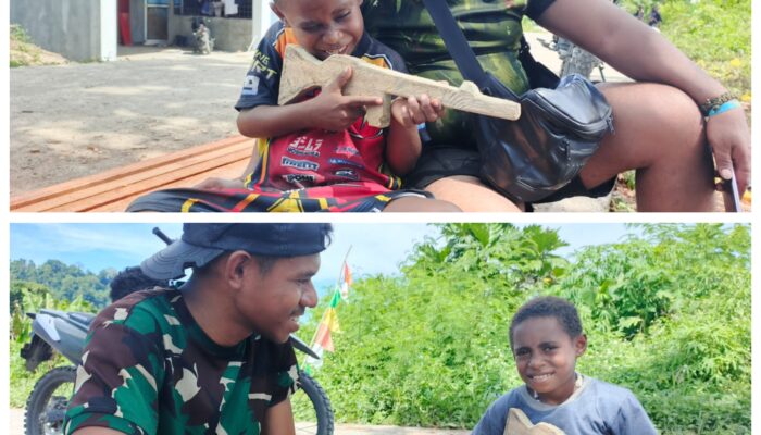 Nelius Senang Dibuatkan Senjata Kayu, Bocah Kampung Tanah Rubuh Cita-cita Jadi Tentara