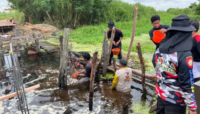 Polres Inhil Kebut Pembangunan Jembatan Merah Putih Presisi, Warga Rasakan Harapan Baru