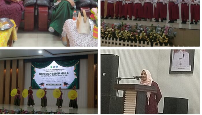 Tema Masa Depan Cerah Dimulai Hari Ini, SDN 007 Sekip Hulu Lepas Siswa Kelas VI di Gedung Dagpurnama Rengat