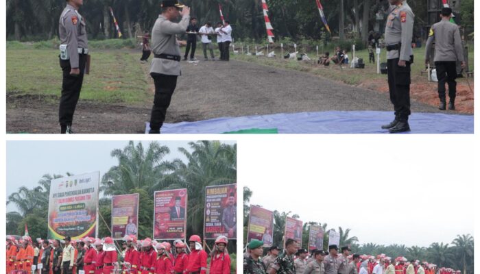 Kapolres Rohil Pimpin Apel Siaga Karhutla Bareng Salim Ivomas & Pemkab, Tegas Tindak Pembakar Lahan