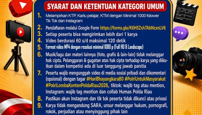 Lomba Konten HUT Bhayangkara Ke-80 Polda Riau: Ini Syarat Ikutan