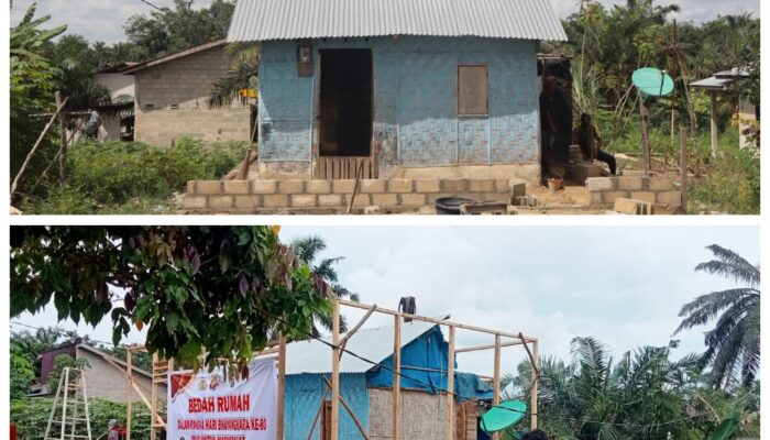 Polres Rokan Hilir Bedah Rumah Warga Ujung Tanjung, Kado Kepedulian Bhayangkara ke-80