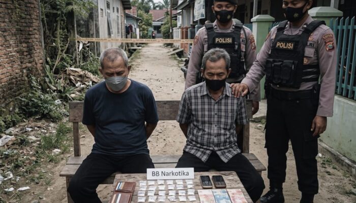 Polsek Mandau Bongkar Peredaran Sabu di Gang Kuburan Bengkalis, 2 Pengedar Diringkus