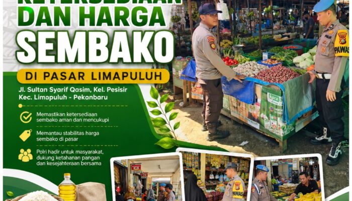 Perkuat Ketahanan Pangan, Polsek Limapuluh Polresta Pekanbaru Pantau Harga Sembako di Pasar