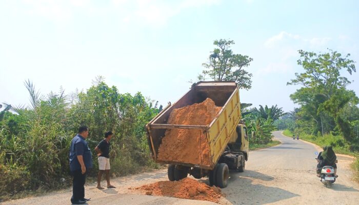 Sambut HUT RI ke-81, Ketua DPRD Inhu Sabtu P. Sinurat Turun Langsung Perbaiki Jalan Telok Erong Pakai Dana Pribadi