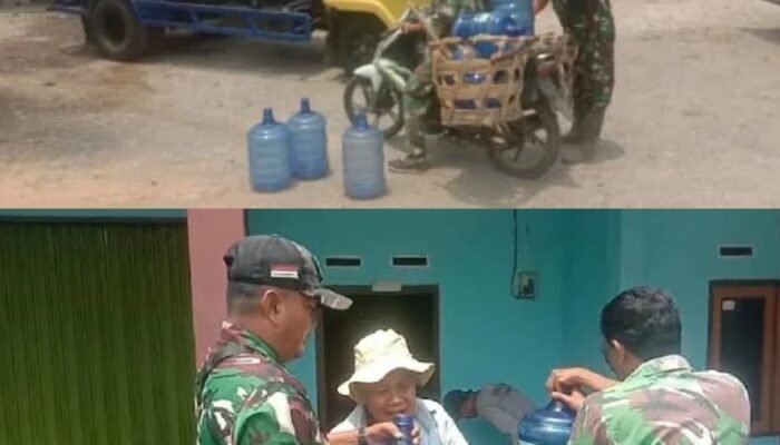 TNI Hadir di Tengah Kekeringan, Kodim 0314/Inhil Salurkan Air Bersih untuk Warga Selensen Kemuning Inhil