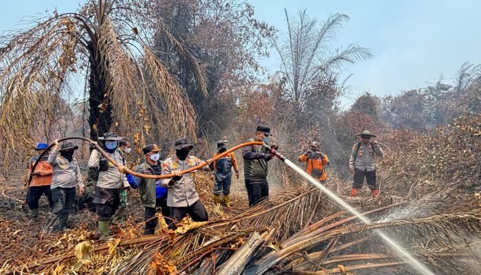 Terjun Langsung Padamkan Karhutla di Sungai Guntung Hilir, Bupati Ade dan Kapolres Inhu Apresiasi Perjuangan Tim Gabungkan