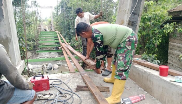 Kodim 0212/TS Rehab Jembatan Gantung Batunadua Jae, Progres Capai 13,5 Persen