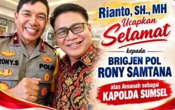Brigjen Pol Rony Samtana Dipercaya Jabat Kapolda Sumsel, Rianto Ketua JMSI Sumut: Semoga Amanah, Sehat dan Sukses Bawa Semangat Pengabdian Terbaik