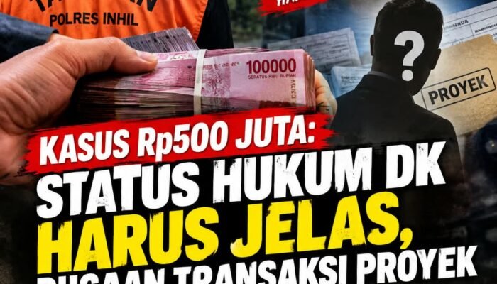 Perkara Dugaan Penggelapan Rp500 Juta di Tembilahan Seret DK, Publik Desak Usut Tuntas Aliran Dana dan Tujuan Transaksi Proyek
